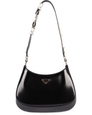 Prada Cleo Leather Shoulder Bag - Black