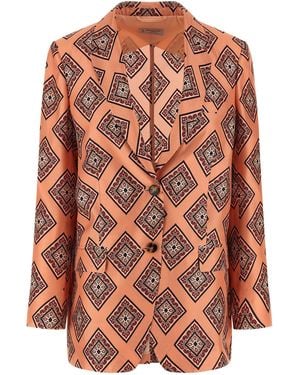 Alberto Biani Tie Print Blazer - Orange