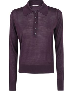 Nuur Long Sleeves Polo Neck Sweater - Purple
