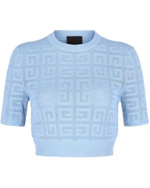 Givenchy 4G Monogram Crop Sweater - Blue