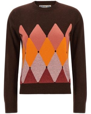 Ballantyne Crewneck Sweater With Diamond Intarsia - Orange