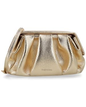 THEMOIRÈ Metallic Pleated Clutch Bag - Natural