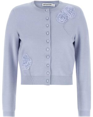 Self-Portrait Cardigan Preppy Lace - Blue