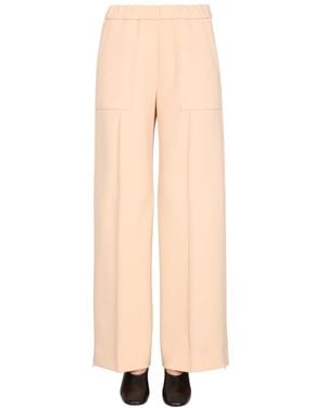 Jil Sander Wide-Leg Wool Pants With Elasticized Waistband - Natural