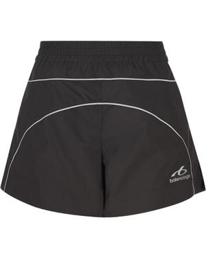 Balenciaga Piped Logo-Print Shorts - Black