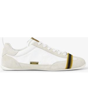Fendi Style Mini Elastic Webbing Toe Sneakers With Slim Sole And Tape Ribbon Detail - Natural