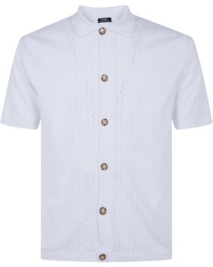 Barba Napoli Cotton Drawn Shirt - Blue