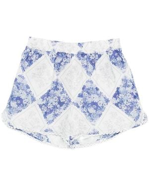 Twinset Mini Shorts Lace Trim - Blue