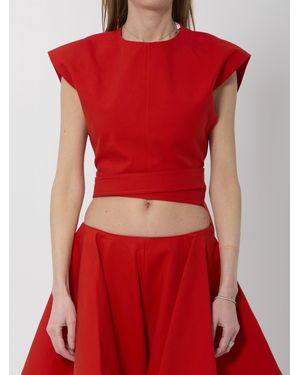 Alaïa Cotton Top With Belt - Red