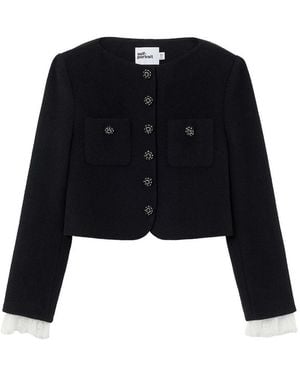 Self-Portrait Button Down Jacket - Black