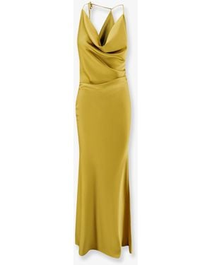 ACTUALEE Long Satin Dress - Metallic