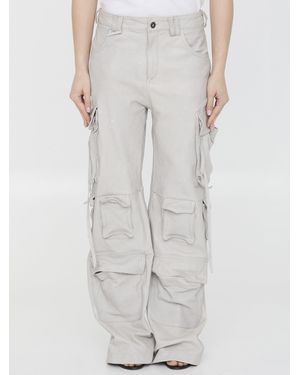 Salvatore Santoro Leather Cargo Pants - White