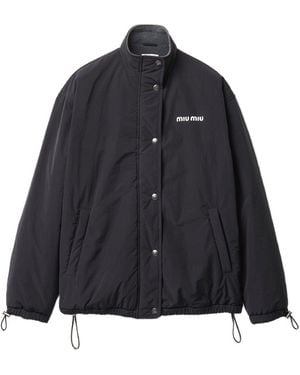Miu Miu Pongé And Fleece Jacket - Blue
