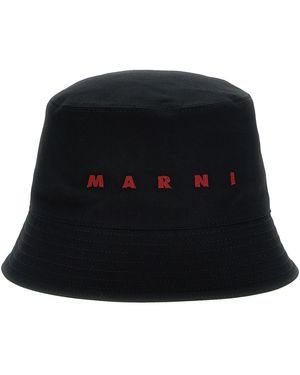 Marni Embroidered Logo Bucket Hat - Black