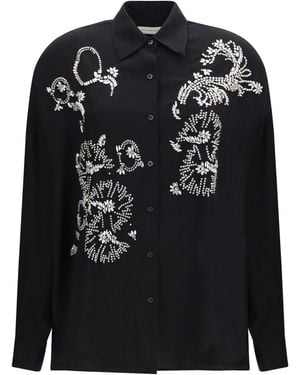 Dries Van Noten Casia Shirt With Rhinestones - Black