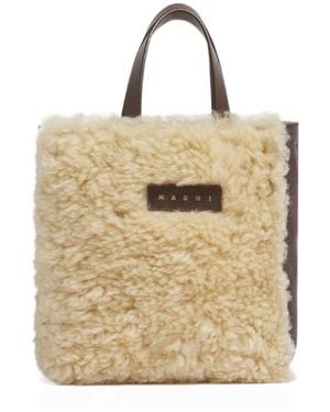 Marni Museo Soft Mini Montone Shopper Bag - Natural
