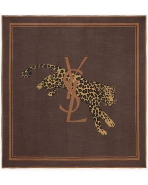 Saint Laurent Leopard Tuch - Brown