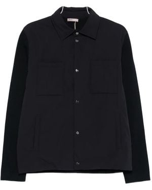 Herno Buttoned Jacket With Knitted Sleeves - Black