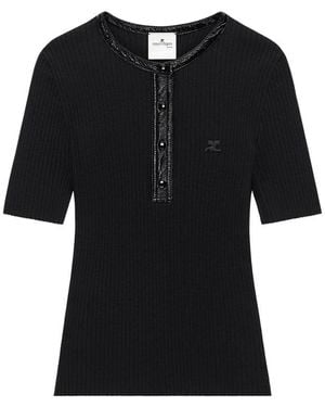 Courreges Ribbed Knit Top - Black