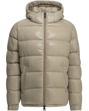 Herno Short Down Jacket With Logo - Gray