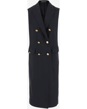 Tagliatore Sleeveless Double-Breasted Coat Channah - Blue