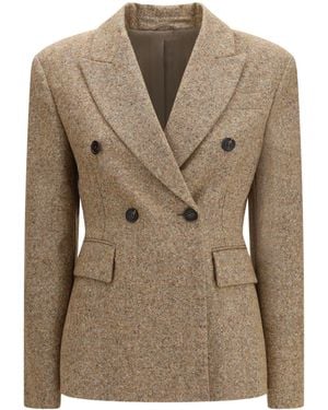 Brunello Cucinelli Virgin Wool Donegal Jacket - Natural