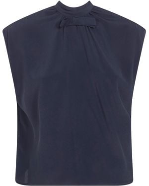 DR. HOPE Silk Blend Bow Blouse - Blue