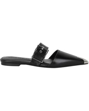 McQueen Punk Leather Flats - Black