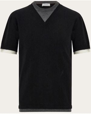 Ferragamo Layered Cotton Sweater - Black