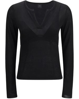 Pinko Sweater V-Open Neckline - Black