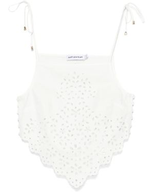 Self-Portrait Cotton Embroidered Top - White