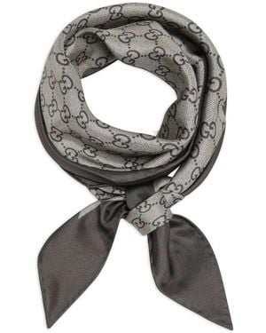 Gucci Patterned Silk Square Scarf - Gray