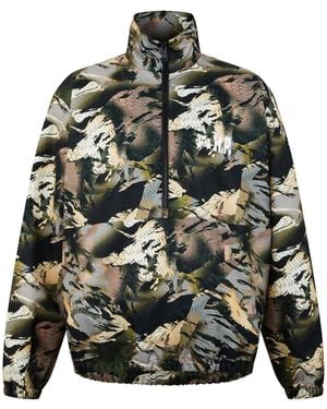 Heron Preston Nylon Camo Logo Tape Windbreaker Jacket - Green