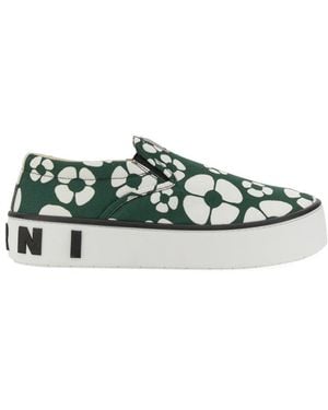 Marni Slip-On Sneakers With Bold Floral Pattern - Green