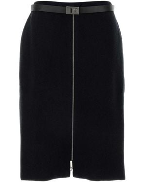 Ferragamo Salvatore Stretch Wool Blend Skirt - Black