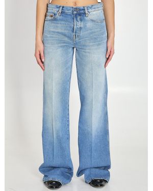 Gucci Cotton Denim Flare Pants - Blue