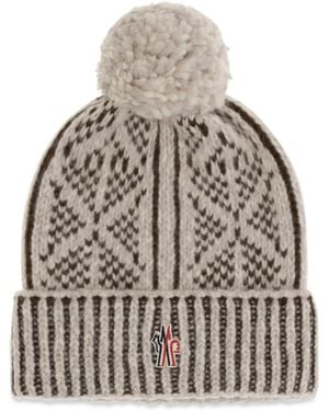 Moncler Alpaca, Wool And Nylon Blend Beanie With Pom-Pom - Gray
