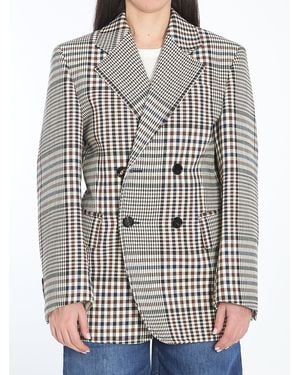Bottega Veneta Double-Breasted Check Blazer - Gray