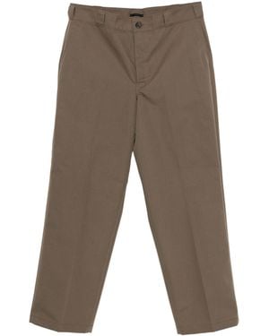 Prada Logo-Plaque Straight-Leg Pants - Gray