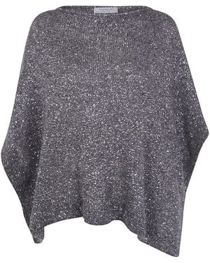 D.exterior Soft Alpaca Crystals Cape - Gray
