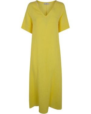 Whyci V Neck Long Dress - Yellow