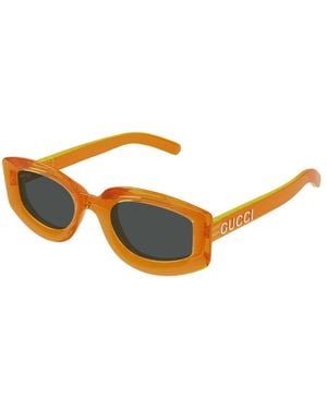 Gucci Sunglasses Geometric Full Rim, Transparent Vivid Frame And Smoke Lens Gg1719S005 - Orange