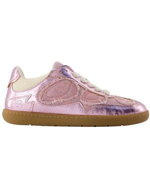 Ganni Crinkle Metallic Sneakers - Purple