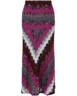 Missoni Chevron Print Midi Skirt - Purple