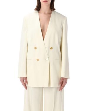 Alberta Ferretti Double-Breasted Button Blazer - White