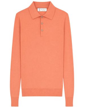 Brunello Cucinelli Cotton Knit Polo Shirt - Orange