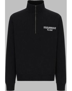 DSquared² Felpa Con Zip Corta - Black