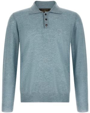 Zanone Knitted Polo Shirt - Blue