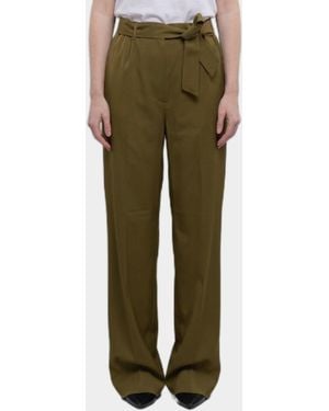 Max Mara Editto Wool Pants With Belt - Green