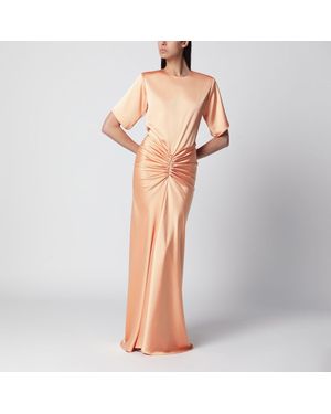 ANDAMANE Iris Long Satin Dress - Orange